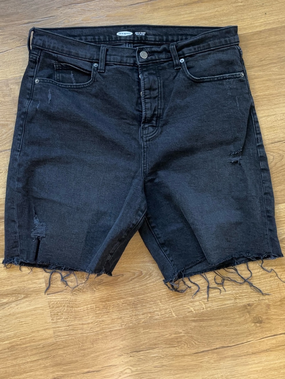 Old Navy High-Waist Black Jean Shorts Button Fly size 14